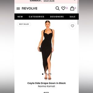 Norma Kamali - Cayla Side Drape Gown in Black - Size Medium